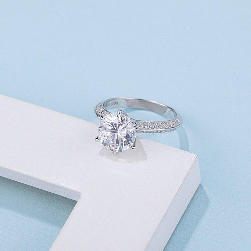 5 karat Moissanite vigselringar för kvinnor 925 Sterling Silver Eternity 18k vitguldpläterade bandförlovningssmycken