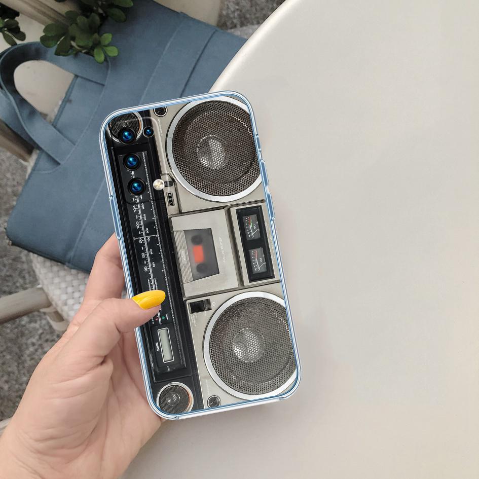 Cassette Vintage Boombox Tape Transparent Phone Case for Motorola Moto G7 G8 G9 G84 G85 G73 G24 G15 Z2 Play Power Plus
