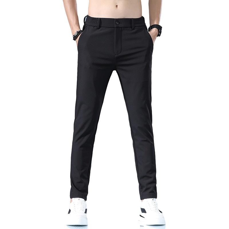 Pantalones de verano para hombre elásticos coreanos informales ajustados cintura elástica Jogger pantalones clásicos de negocios para hombre