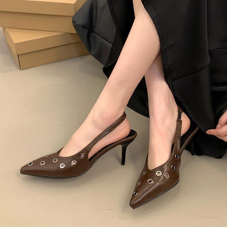 French Temperament High-end Sense with Skirt Bag Head Sandals Fairy Shoes Spring and Summer Pointed High Heels Evening Single Shoes