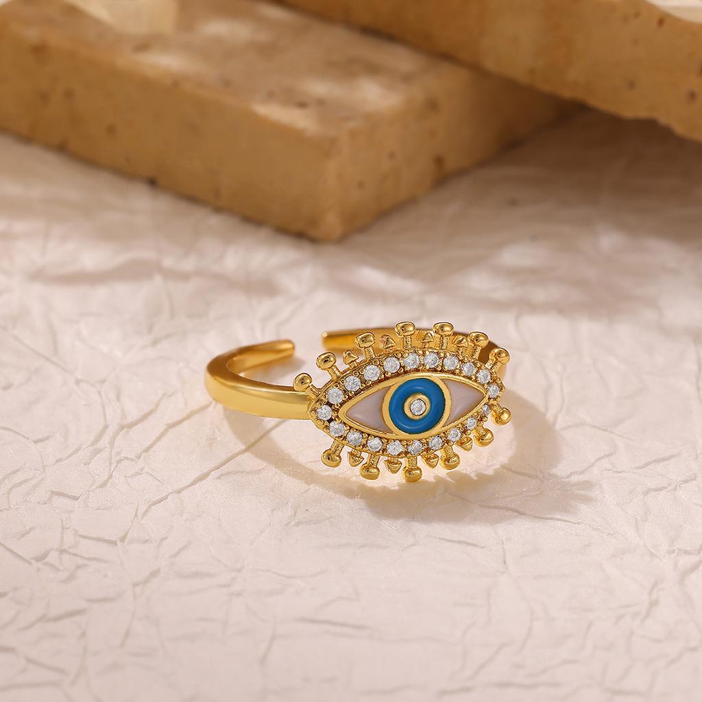 Colorful Non-Fading Eyes Punk Rings For Women Men Fashion Devil's Eye Zirconia Ring Personalized Gold Color Anillos Party Gift
