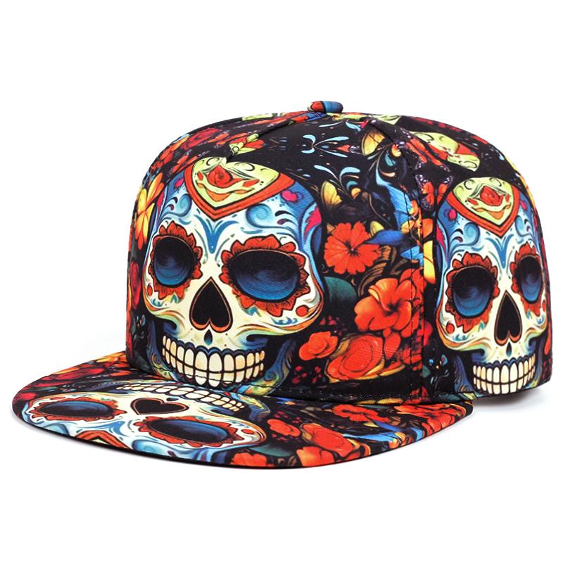 Printed New Skeleton Flat Edge Hat Street Dance Hiphop Hat Cycling Sunshade Skateboard Hat Baseball Hat Unisex