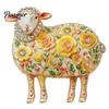 Decorative Lamb Brooch Rhinestone Floral for Women, Flower Sheep Alloy Lapel Pin Pin, Animal Jewelry Clothing Suits Scarves Bags