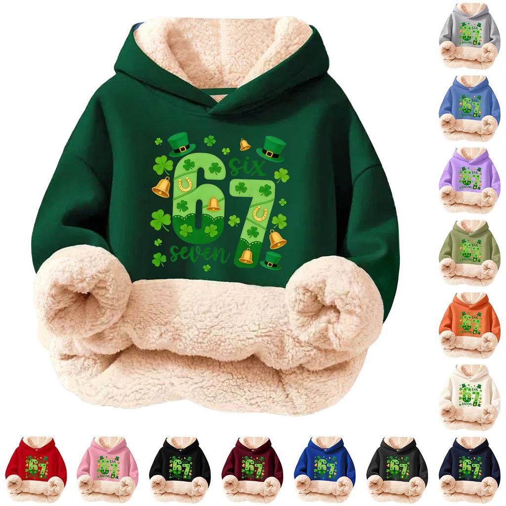 Children's Fashionable Printing Casual Fleece Hooded Loose Fit Hoodie Without Pockets