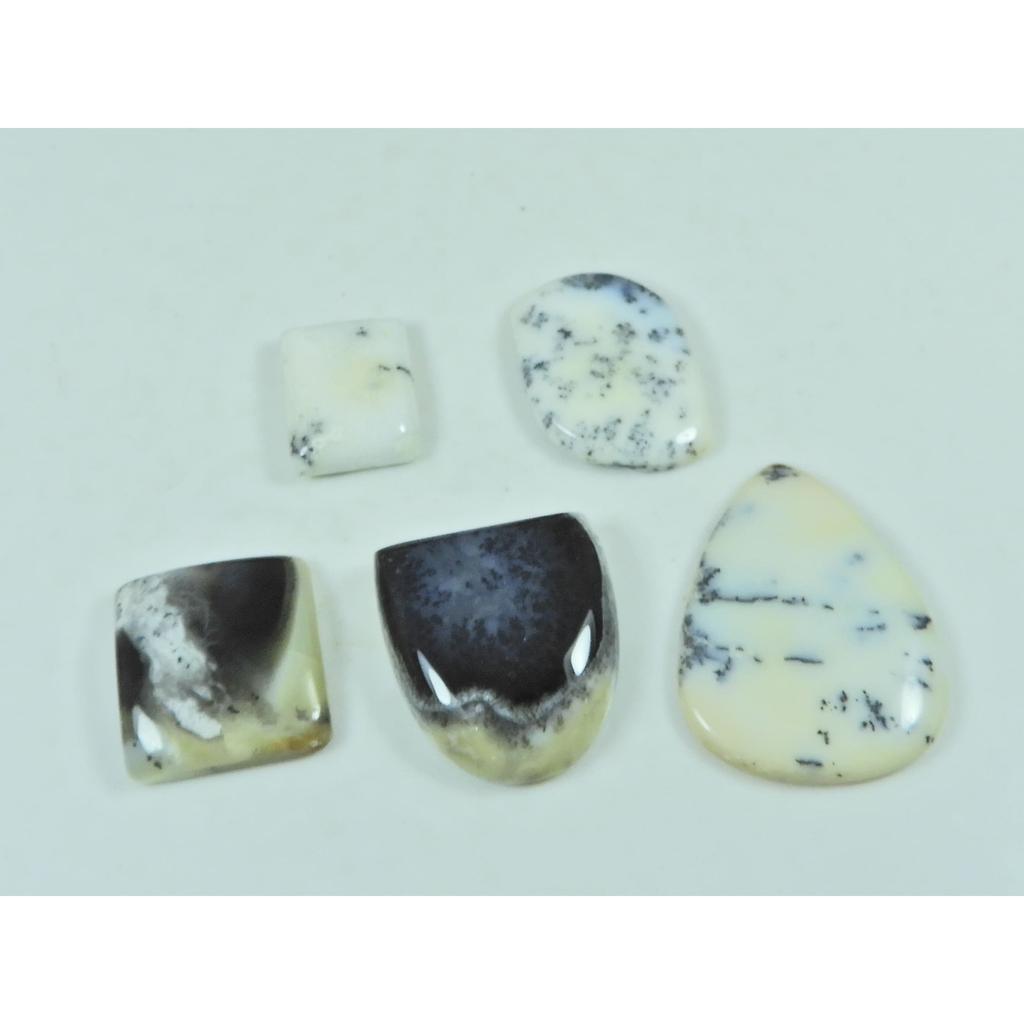 72Cts. Natural Dendrite Opal Mix Shape Cabochon Loose Gemstone 05 Pcs Lot C-3878