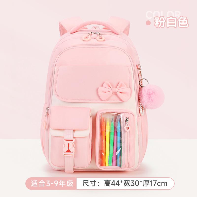 3pecs/set Elementary Bow School Bags Large Capacity Cute Backpack for Junior High School Girls with Pencil Case Lunch Box Set