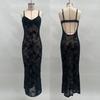 Vintage Vneck Lace Mesh Backless Bodycon Dress For Evening Wear