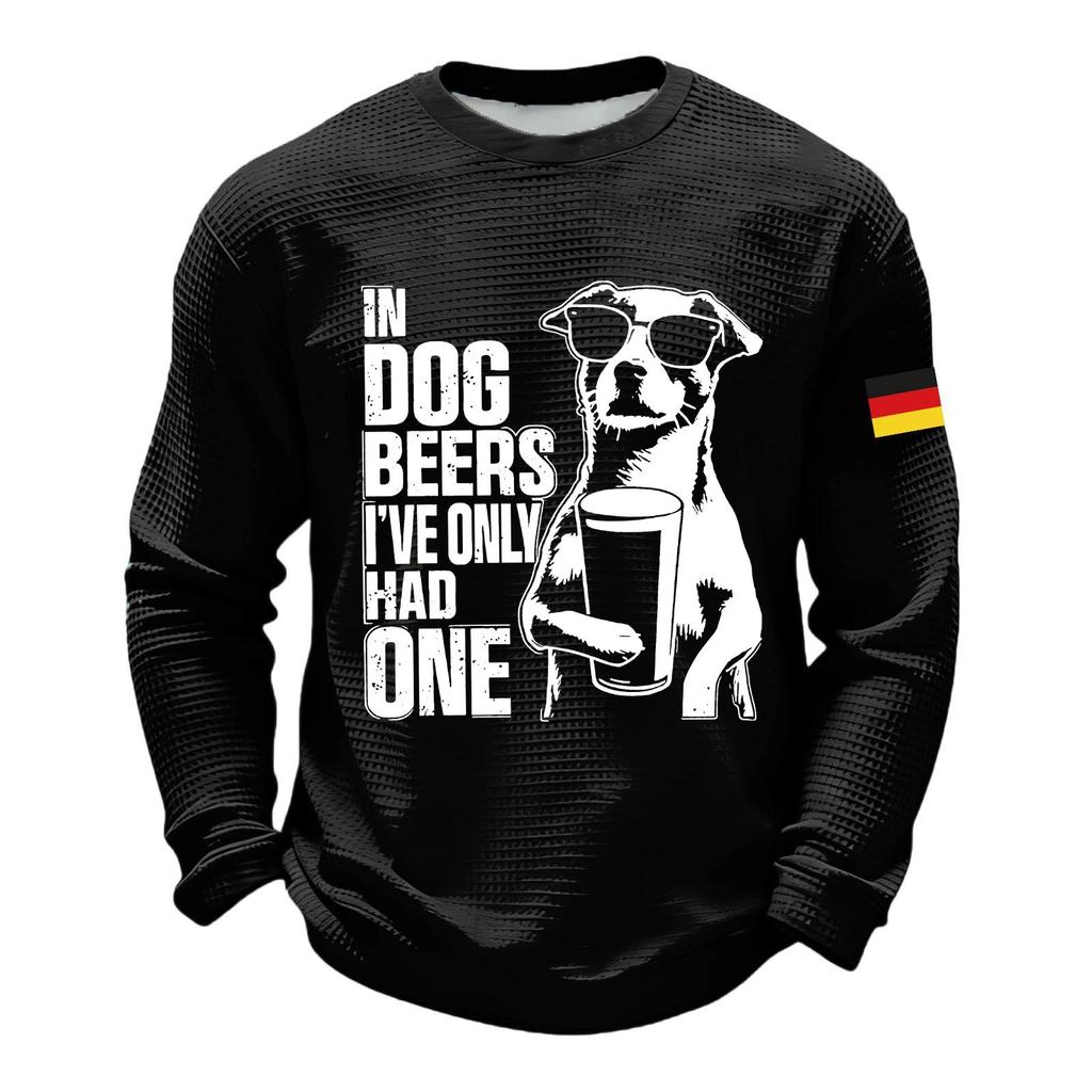 Men's Casual Loose Fit Crew Neck Sweatshirt with Graphic Print Long Sleeve Comfortable Pullover for Everyday Wear