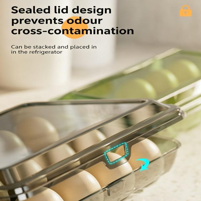 Space Saving Eggs Tray Organizer 10/15 Compartments Dishwasher Safe Refrigerator Storage Container Kitchen Tool