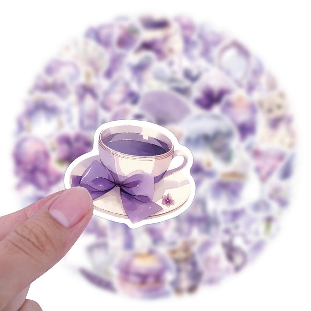 10/30/60pcs Cute Dreamy Purple Coquette Cartoon Stickers Kawaii Aesthetic Graffiti Decals DIY Water Bottle Luggage Phone Sticker
