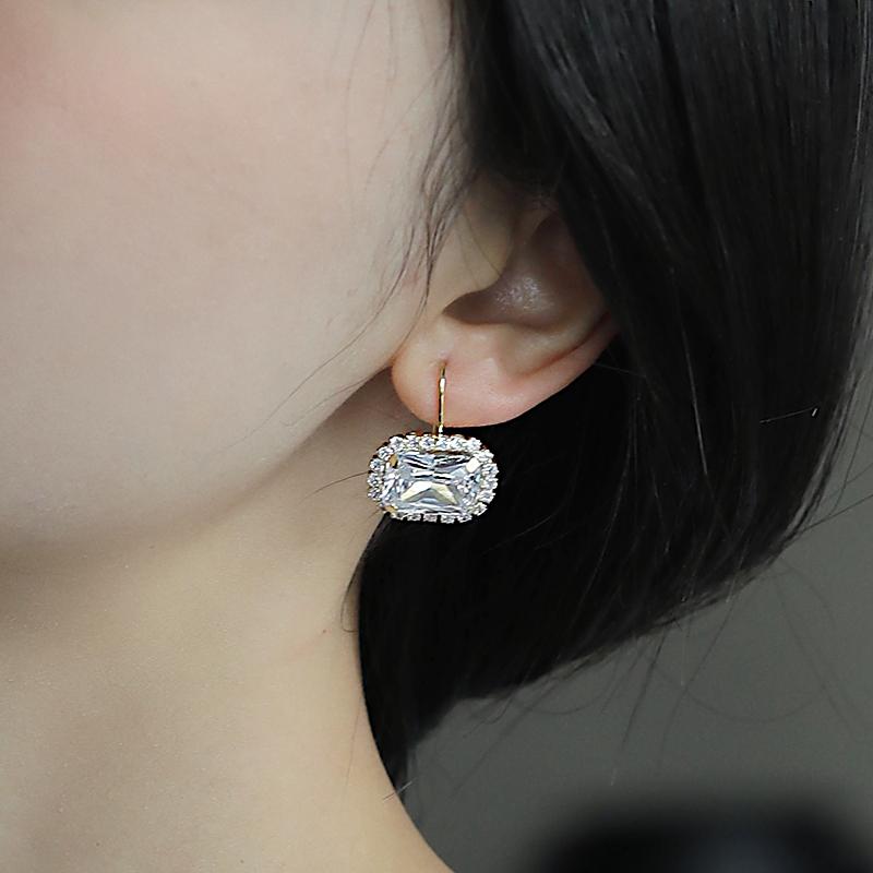 BELLA BOX Luxury Bridal Wedding Hook Earrings Simple Elegant Design Brilliant CZ Aesthetic Earrings New Fashion Jewelry For Women