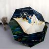 1pc Paper Boat Night Auto Open/close, All-Season Portable Folding Cute Umbrella for Women & Men, Travel, Everyday, Formal Events - Compact Luxury Para
