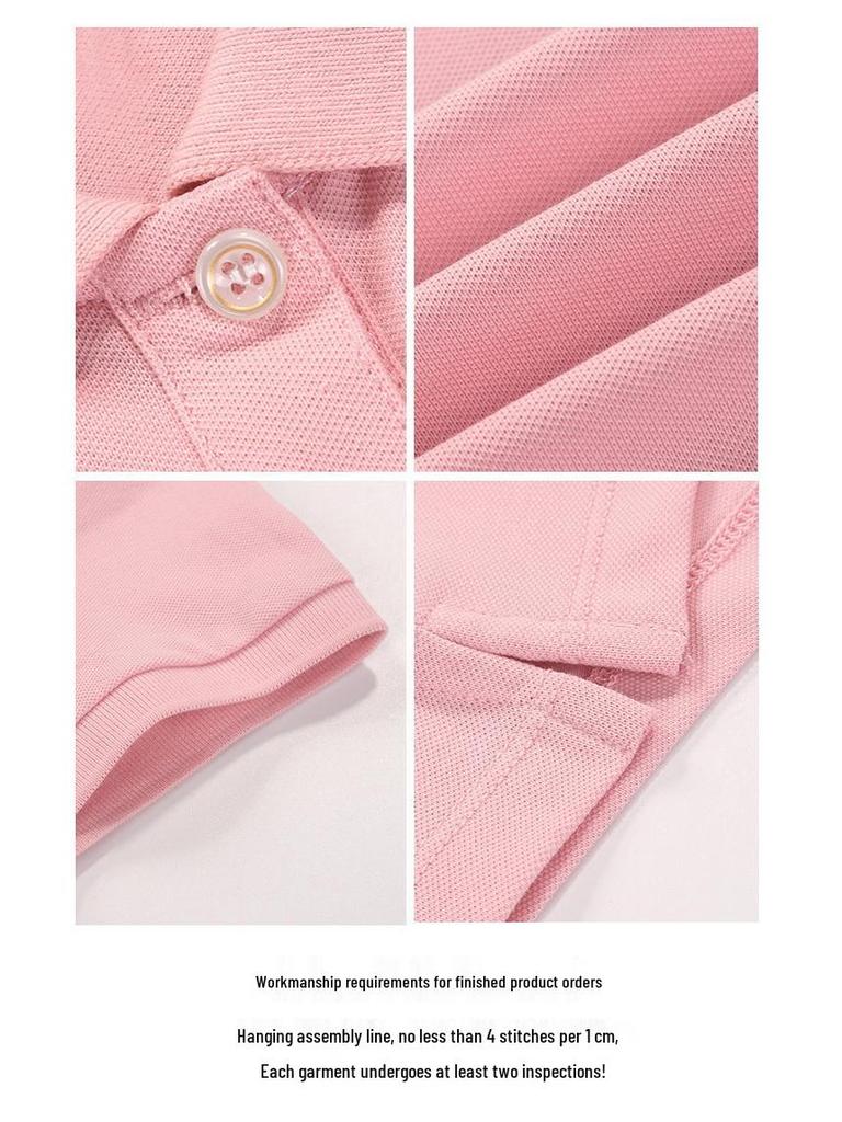 Dámské letní polo tričko s krátkým rukávem - Volný střih, Tištěné logo, Sportovní ležérní tričko z čisté bavlny