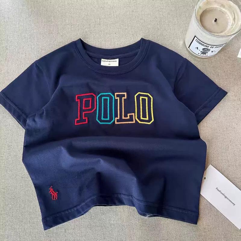 

New Summer Trendy Letter Embroidered Pure Cotton Short-Sleeve T-Shirt for Boys and Girls 140cm