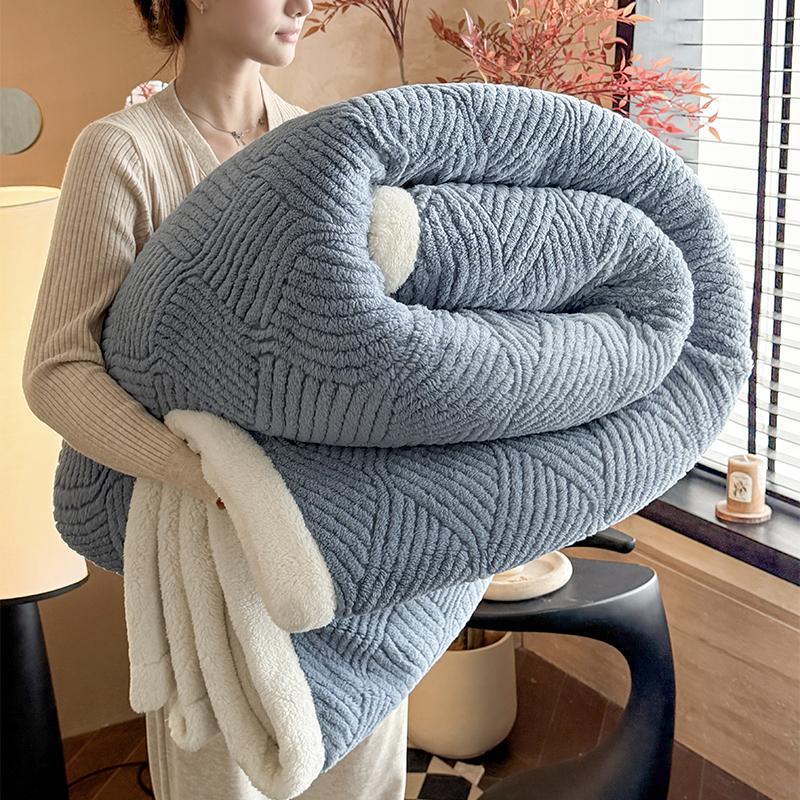 

Solid Warmth Jacquard Autumn Winter Blanket Thickened Warm Multi-functional Sofa Blankets Skin Friendly Comfortable Nap Blanket 1x1.5m 1 blanket