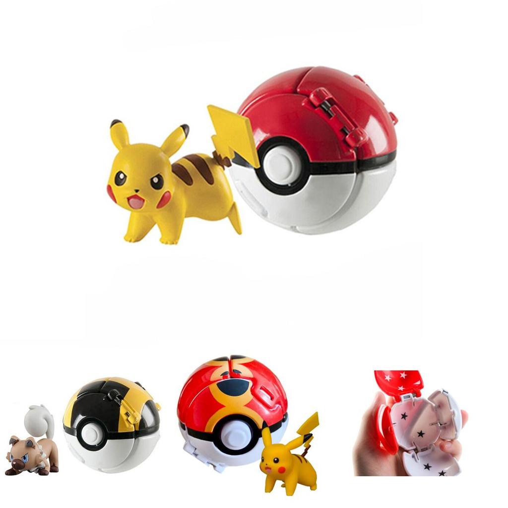Pokemon Poke Ball Elf Figure Model Toy Pikachu Charmander Litten Rockruff Game Anime Figure