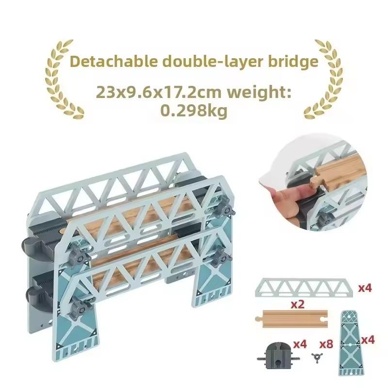 Wooden Tracks Accessories All Kinds of Wood Bridge fit for Brand Wooden Train Tracks Railway Toys for Kids Gifts