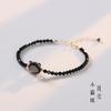 Niche Design Cat Shell Adjustable Bracelet Black crystal semi-precious stone fine luxury women's bracelet