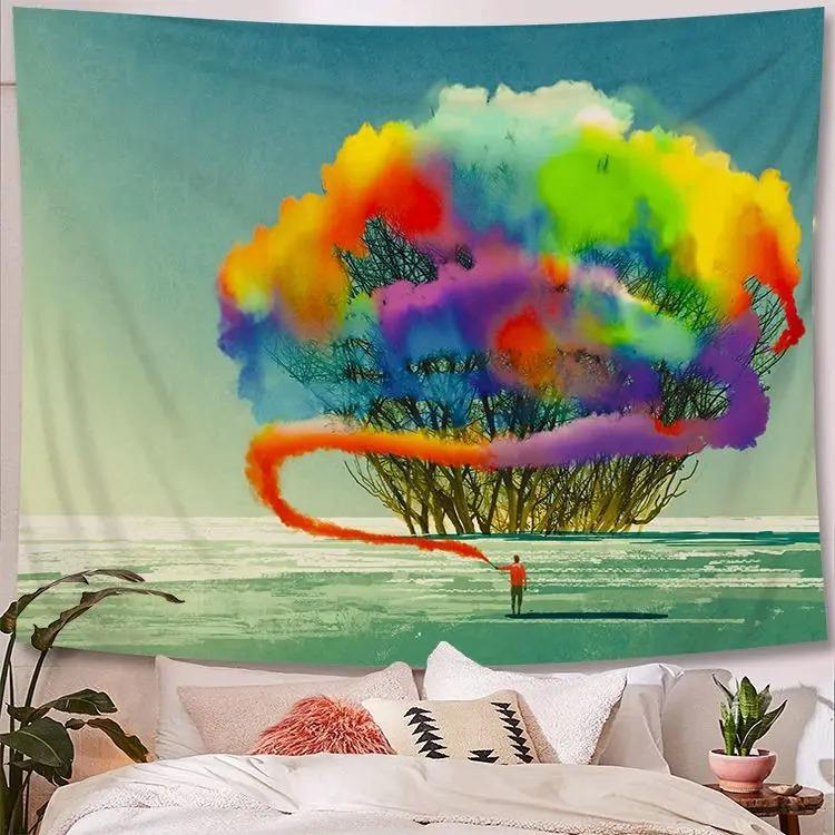 Character Illustration Style Background Cloth Office Living Room Tapestry Home Wall Decoration Tapestry