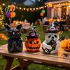 Spooky Desktop Decor Halloween Resin Ornament, Ghost Owl Pumpkin Shape Figurine, 3D Aged Texture Collectibles Holiday Decoration, for Indoor