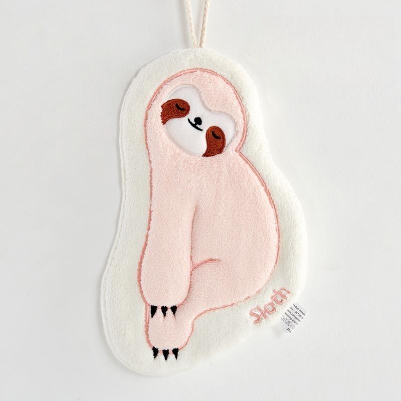 Cute Sloth Hanging Hand Towel Thickened Coral Velvet Absorbent Quick Drying Towel Bathroom Kitchen Supplies