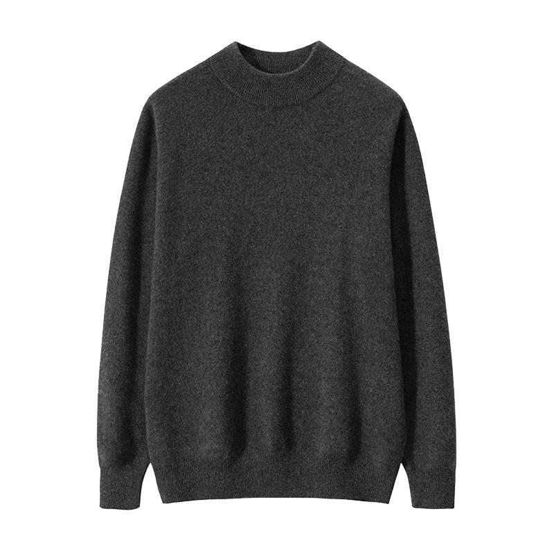 Cashmere shirt semi-turtleneck sweater solid color long-sleeved inner with wool knitting