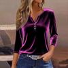 Women's Fashionable Casual Solid-color 3/4 Sleeved Pullover T-shirt Top
