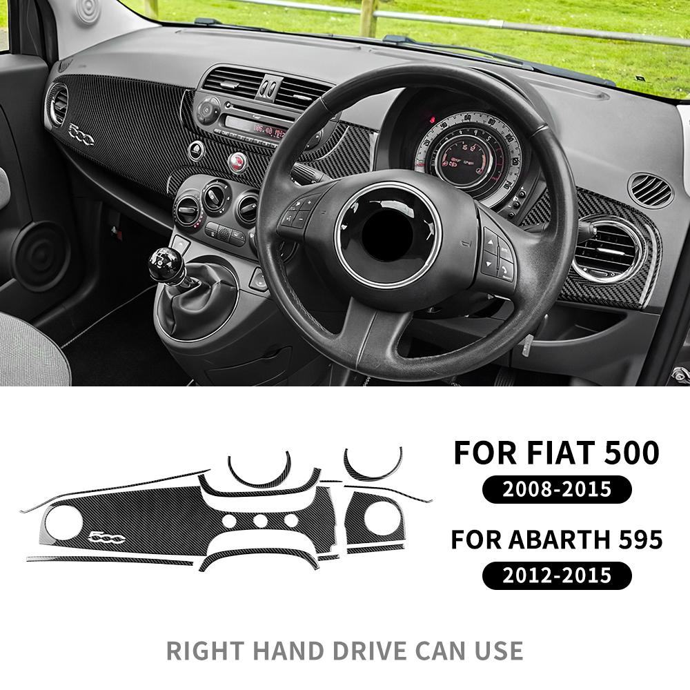 Real Soft Carbon Fiber Sticker For Fiat 500 2008 2009 2010 2011 2012 2013 2014 2015 RHD LHD Car Central Control Trim Accessories