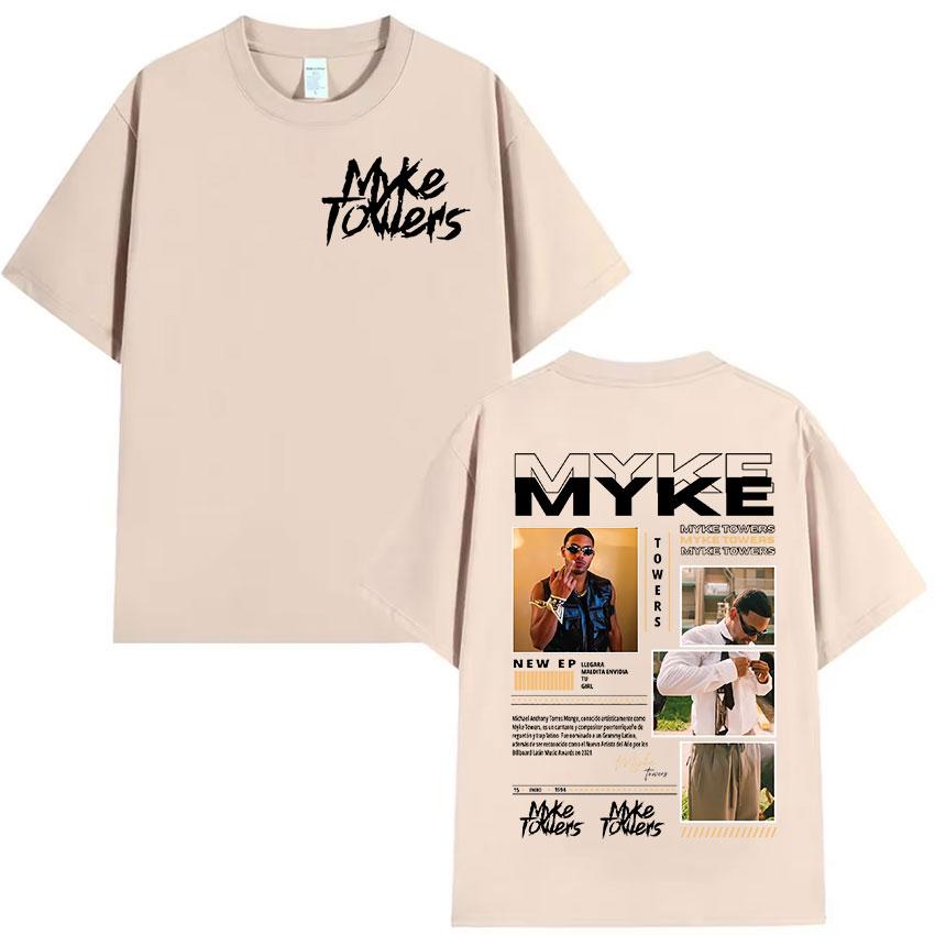 Rapper MYKE TOWERS Album 2025 Retro Graphic T Shirts Mens Hip Hop Pop Music Clothing Tshirt Man 100 Cotton Short Sleeve Tees