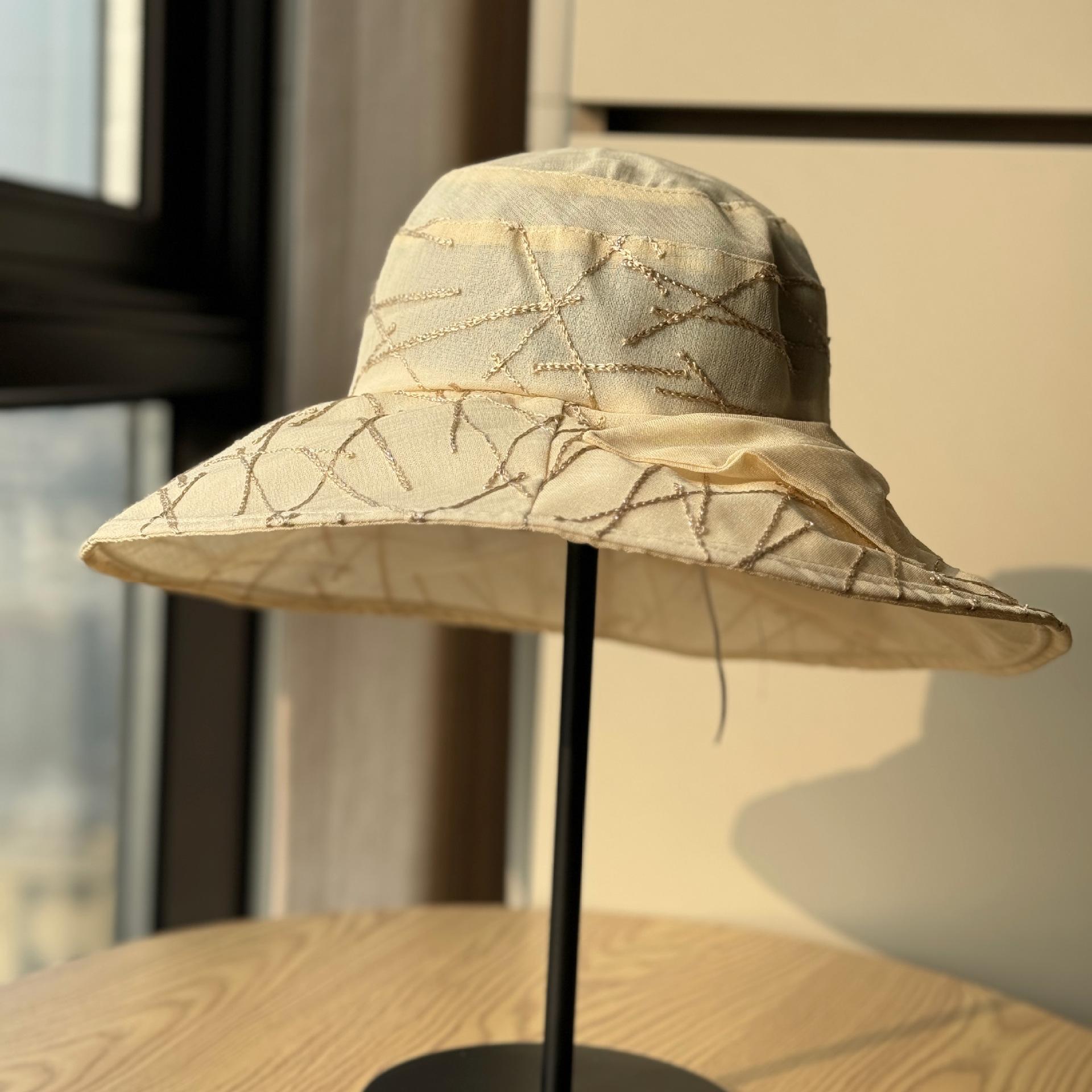 

Korean-style large brim fisherman hat for women, summer outdoor sun hat, UV protection, foldable sun hat Adult54-60Adjustable бежевый