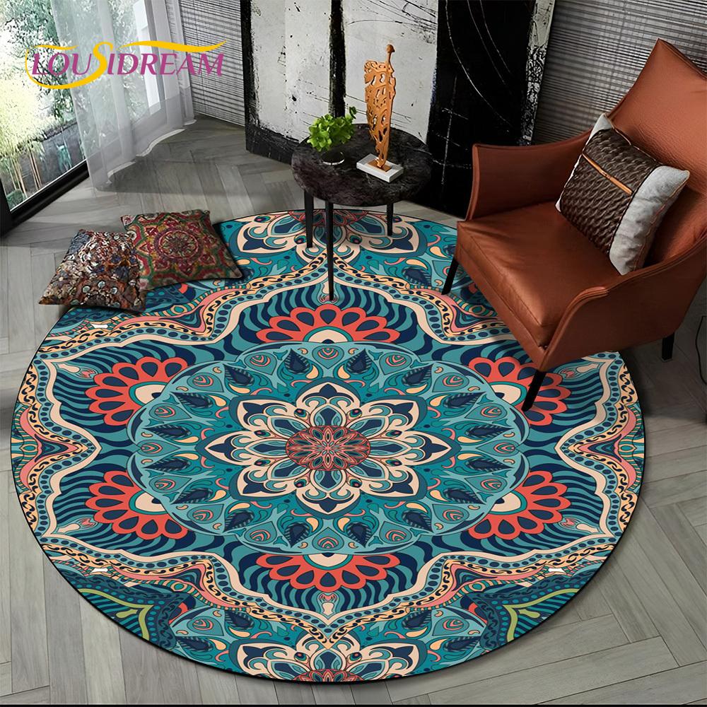 3D Meditation Mandala Bohemia nature Spirit Yoga Round Carpet Rug for Living Room Bedroom Child Decor,Pet Area Rug Non-slip Mat