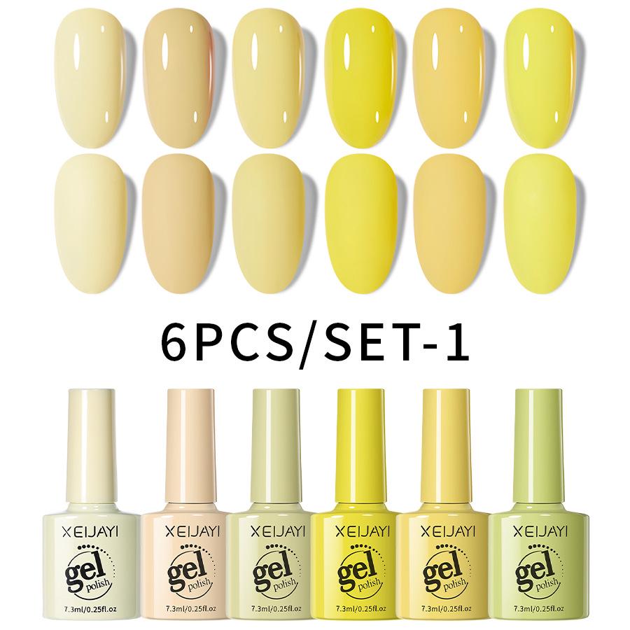 

6-Color 7.3ml Summer Gel Polish Set 2024: Trendy Light Therapy Whitening Manicure