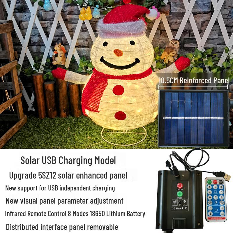Solar Christmas Snowman and Santa String Lights for Courtyard, Villa, Garden, and Mall Holiday Decor.
