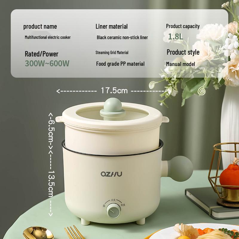 Compact Multi-Function Electric Pot for Dorms - Low Power Noodle Cooker, Non-stick Hot Pot & Grill