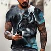 Summer Ferocious Animal Wolf Digital Printed Short Sleeved Fashion T-Shirt