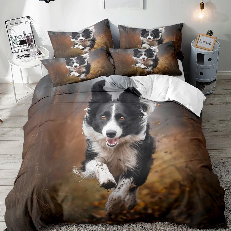 Pet Dog Series 3D Digital Printing Three-Piece Bedding Kit Sheet Quilt Cover