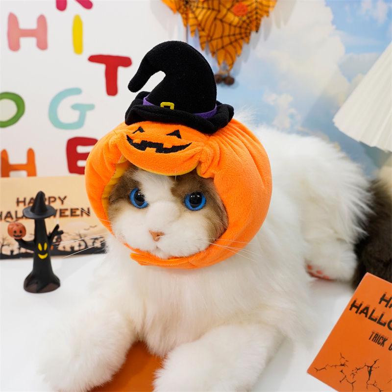 Halloween Pumpkin Pet Hat: Funny Costume for Dogs and Cats - Cute Animal Transformation Headgear
