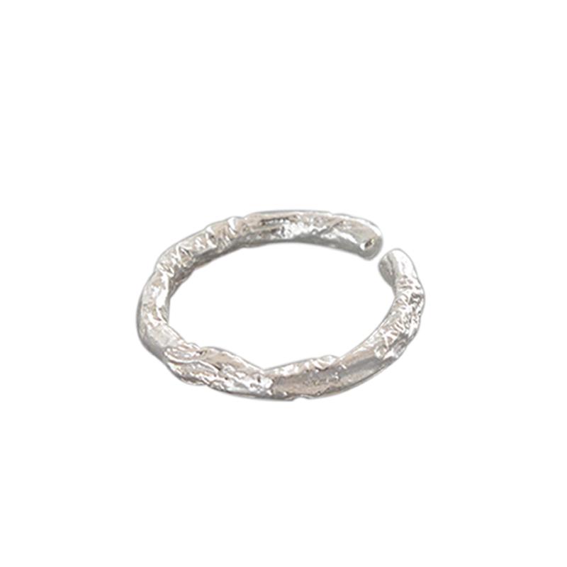 Wuqie Minimalist INS Jewelry Index Finger Ring Round Tin Foil Texture 925 Silver Ring 6