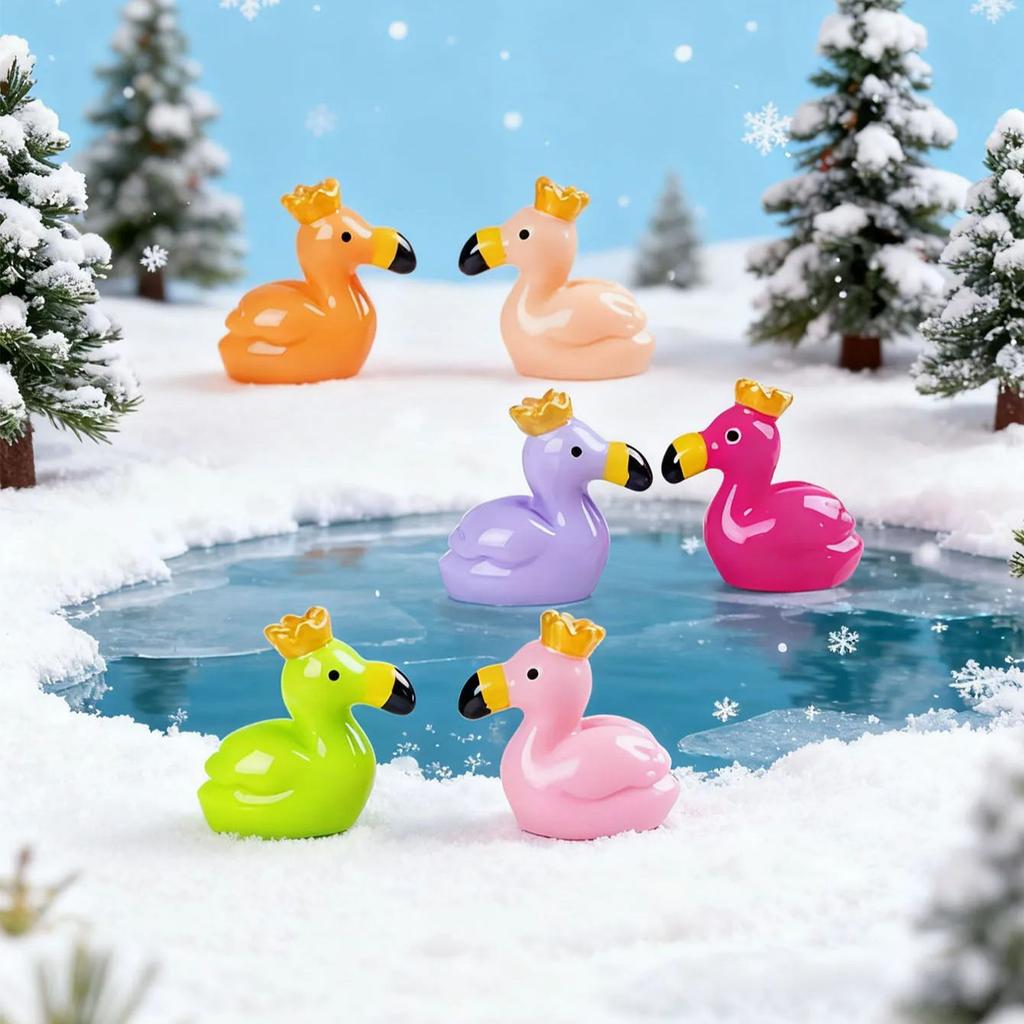 10/20Pcsresin Crown Flamingo Ornaments Collection For Fairy Garden Micro Landscape Wedding Centerpiece Diy Craft Display