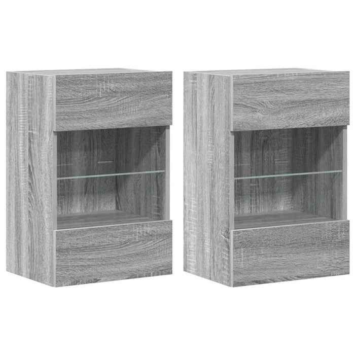 VidaXL Wall-Mounted Furniture with LED Lights for TV 2pcs, Hanging TV Cabinets with Shelf, Floating TV Furniture 837089