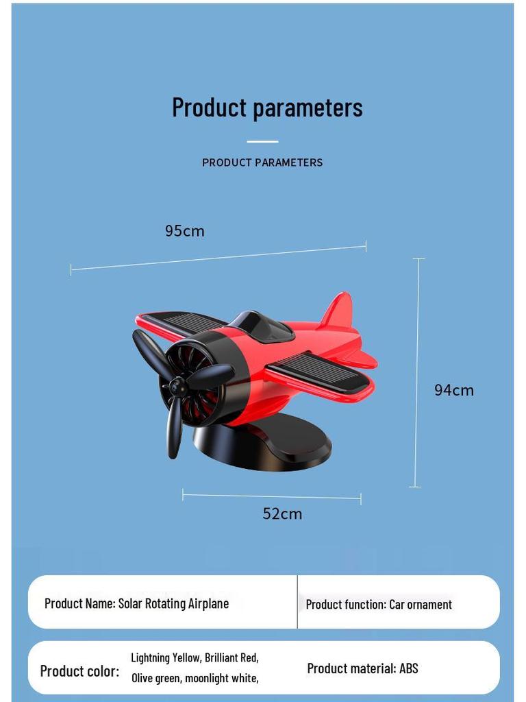 Solar-Powered Rotating Airplane Dashboard Ornament