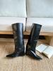 European and American temperament versatile and thin pointed wedge heel boots