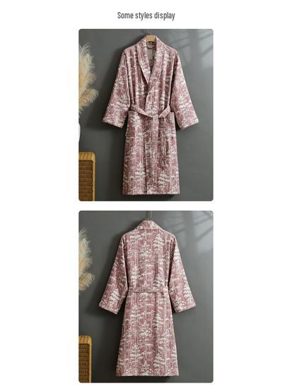 Bademantel aus reinem Baumwoll-Jacquard: Saugfähiger, Schnelltrocknender Yukata für Paare - Klasse A Frühling/Herbst Loungewear