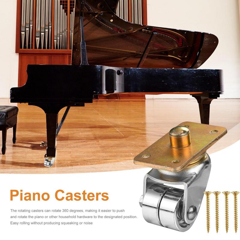 Upright Piano Wheels Casters Rust Resistant Metal Furniture Caster Safe Durable Plate Casters Piano Accessories For Bookshelves