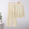 Fashion Casual Knitted Suit Pants Loose Sweater Wide Leg Pants Trousers Two-piece Daily Wear