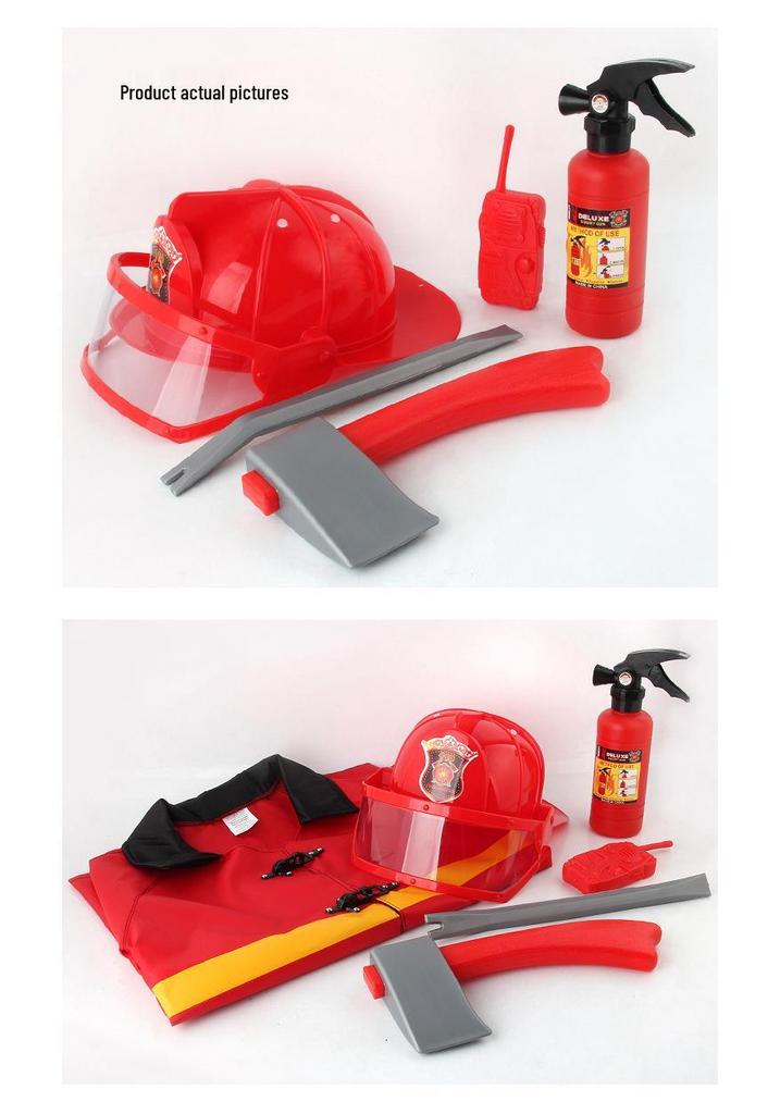 Firefighting Role-Play Costume Set for Kids - Hat & Clothing Accessories for Stage Performance & Children's Day