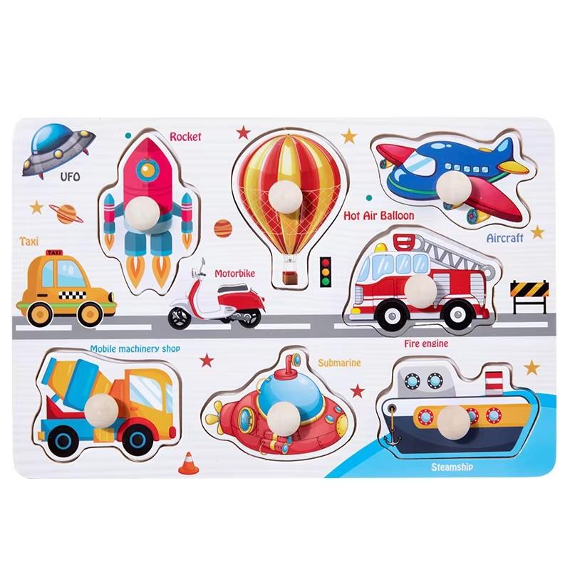 Montessori Toy Wooden Shape Peg Puzzle Educational Games For Babies Development 2 3 4 Years Children Hand Scratch Board Toy Game