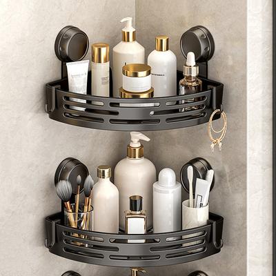 Shower Suction Cup Triangular Baskets No-Drill Wall Mounted Storage Basket Self Drain Easy Cleaning Organiser Bathroom Storage