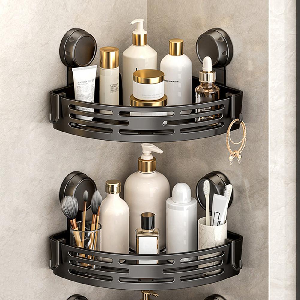 Shower Suction Cup Triangular Baskets No-Drill Wall Mounted Storage Basket Self Drain Easy Cleaning Organiser Bathroom Storage