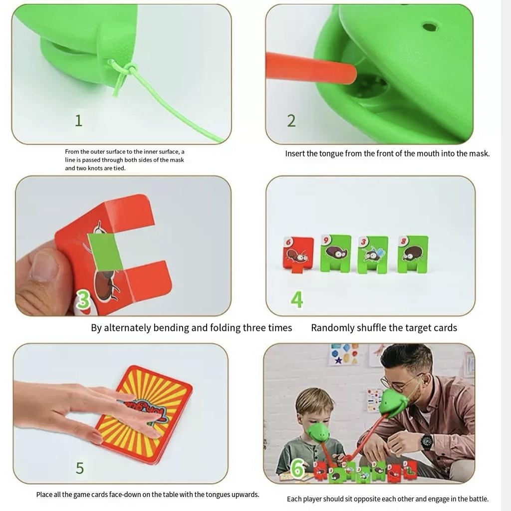 Masque de Grenouille Langue qui Remue Lèche Cartes Jeux de Plateau pour Enfants Jouets de Fête Familiale Antistress Drôle Jeu de Puzzle de Bureau Jouets